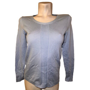 New TALBOTS Petites Sweater Sz S SP Light Blue Cotton Modal Stretch LS Knit Top